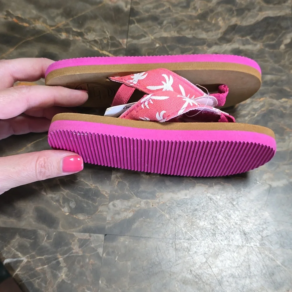 Pink Palm Tree Flip‎ flops  Size 8